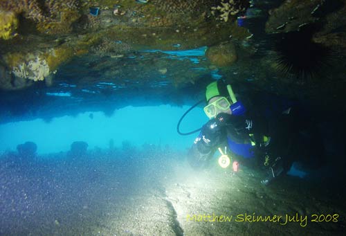 Tight opening of the Eden sea cave.